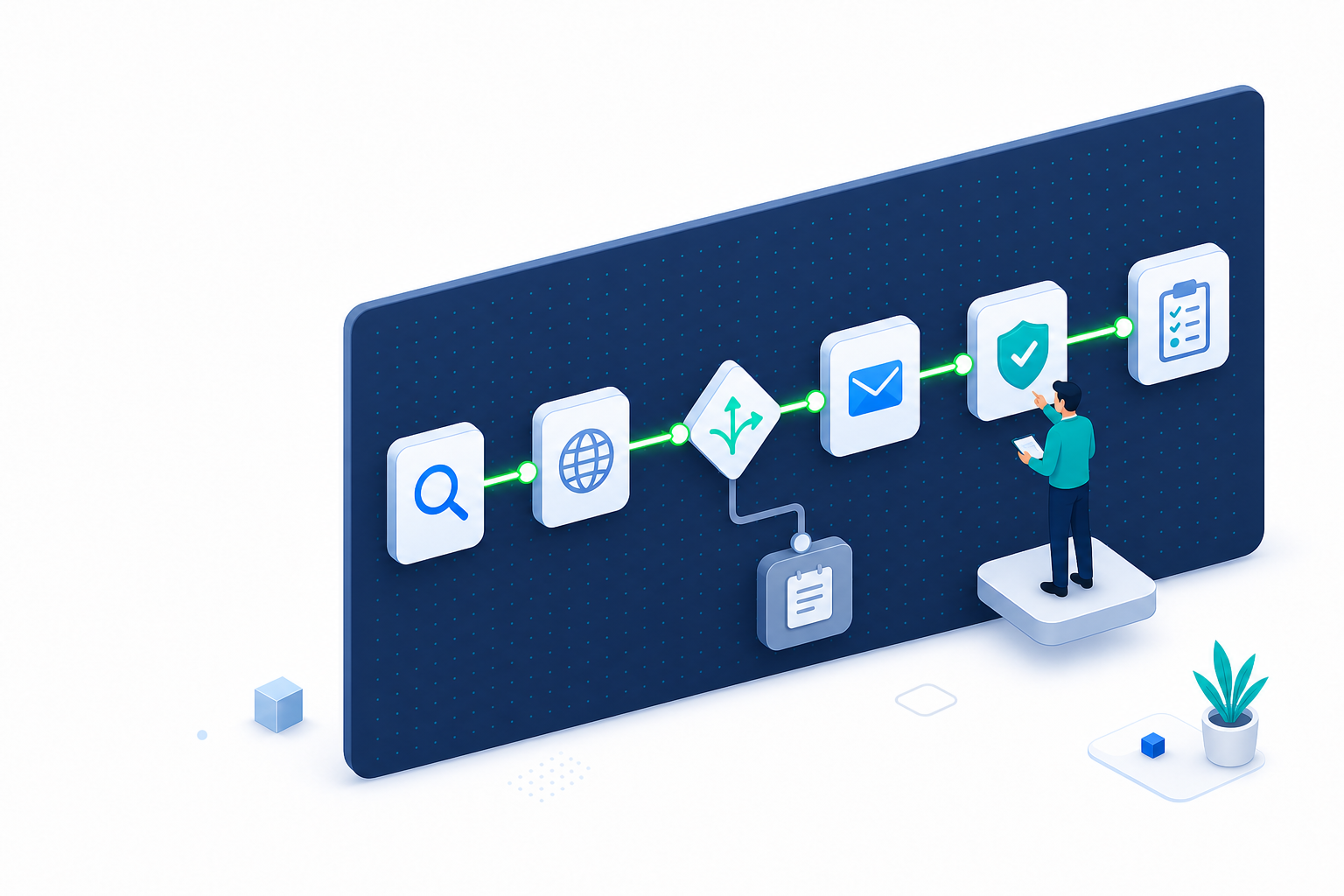 Product illustration showing Maptinger sales tools in one workspace